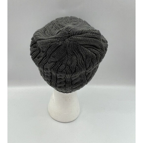 Cable Knit Beanie Womens Gray One Size Wool Acrylic - Picture 5 of 9